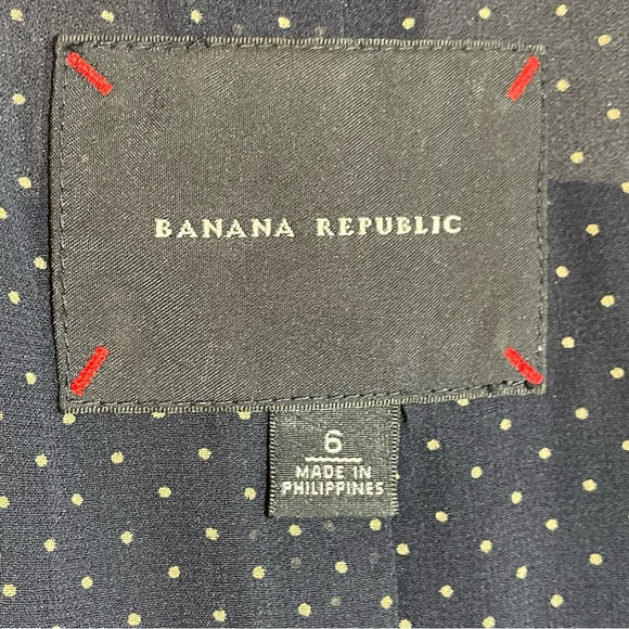 Banana Republic Wool Navy Blazer Silk Lining Velvet Trim Pockets Women’s Size 6 - Picture 4 of 15